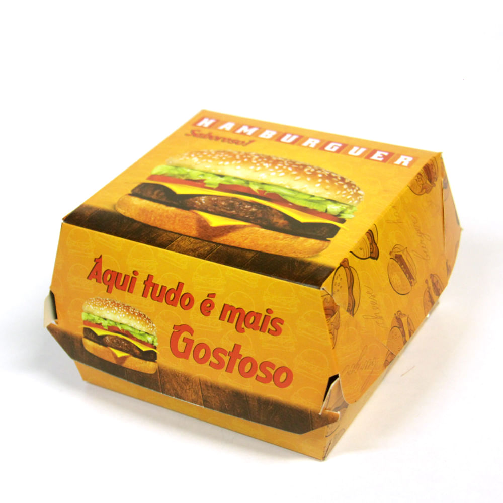 Embalagem para Hamburguer - Pacote com 100 unidades (Food Laranja
